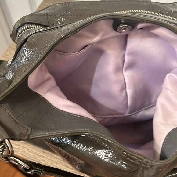 COACH MIA PATENT LEATHER SHINY HOBO SHOULDER BAG IN DARK GRAY - Picture 10 of 12